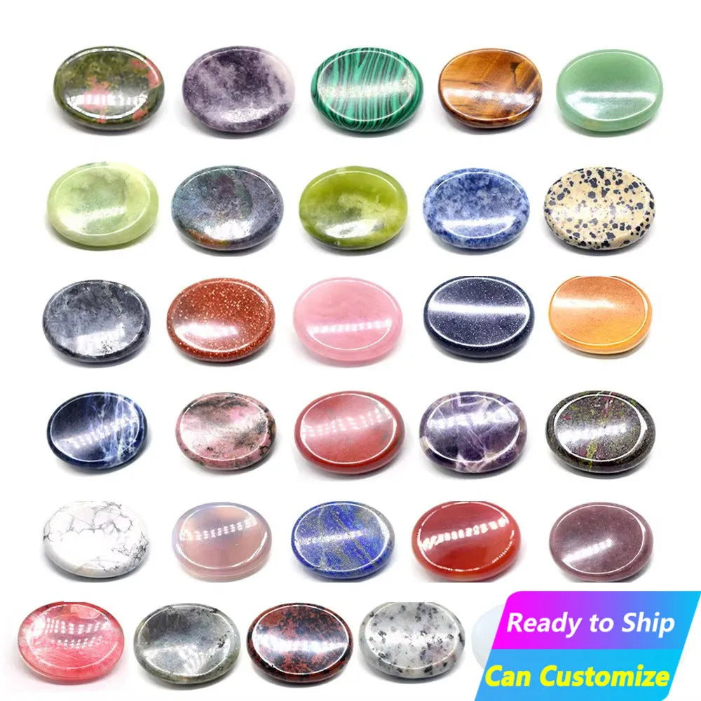 Wholesale High Quality Office Decompress Semi-precious Stones Crafts Thumb Seven Chakra Gifts Natural Crystal Healing Stones