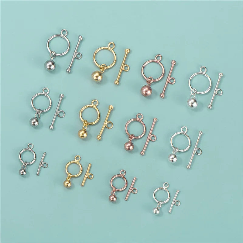 Wholesale Gold Plated OT Clasps 925 Sterling Silver Beads Pendant OT Toggle Clasps for DIY Bracelet Making