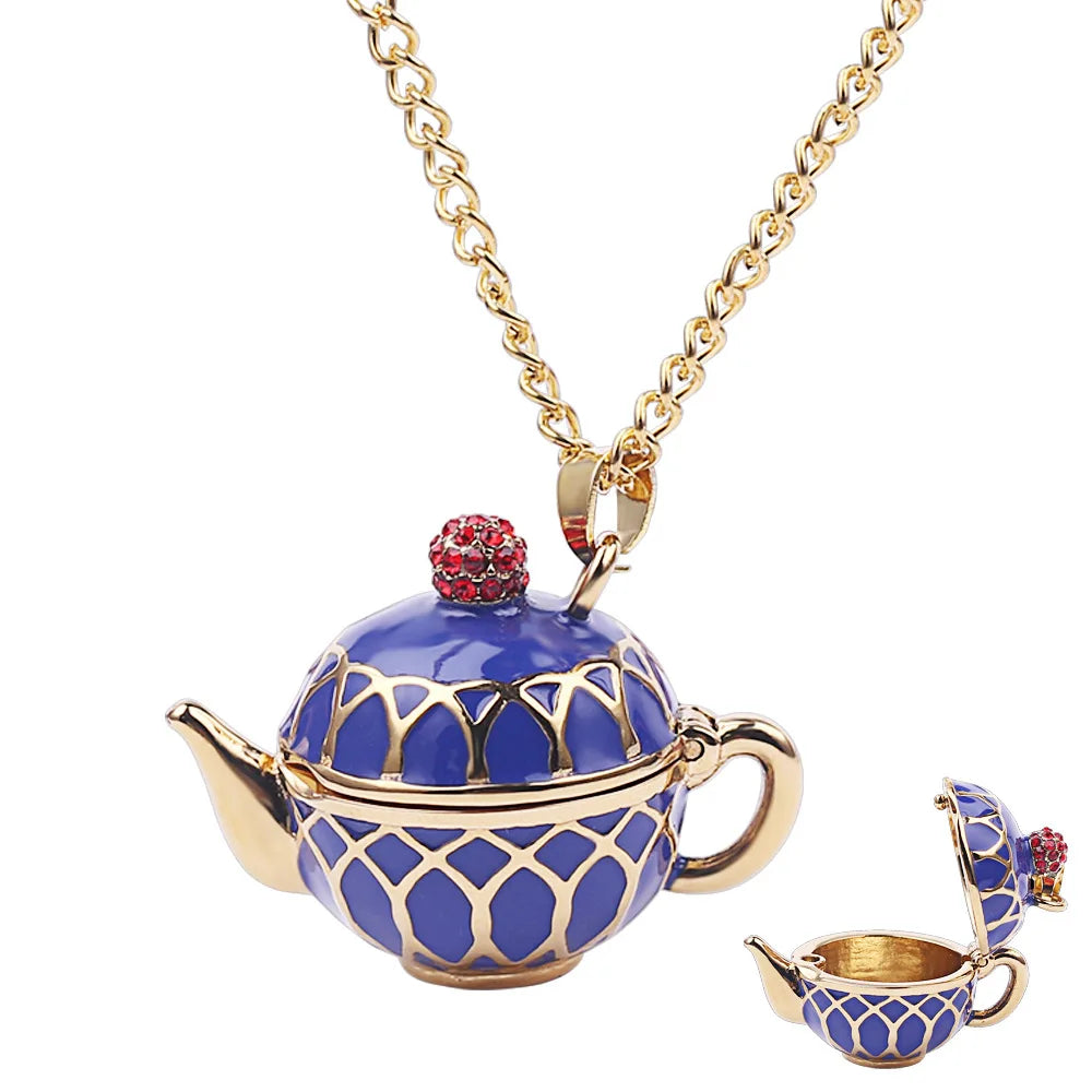 3D New Fancy Sweater Zinc Alloy Creative Jewelry Personality Retro Metal Enamel Women Teapot Pendant Jewelry Necklace