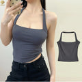 CNSHELL Custom Halter Form Fitting High Quality Sports Backless Gym Top Tank Vest Street Active Women'S Crop Top