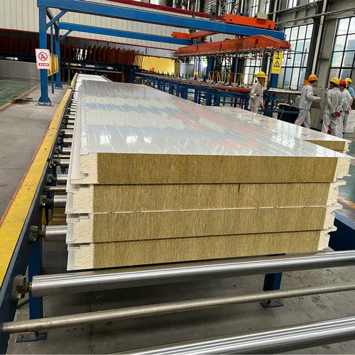 Fireproof Core Rock Wool Sandwich Panel Price House Wall Insulation High Quality Rock Wool Sandwich Panel