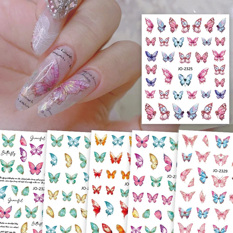 Wholesale Cartoon Butterfly Design Nail Sticker Self-Adhesive 3D Butterfly Nail Art Stickers