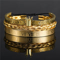 Roman Alphabet Stainless Steel Open Bracelet Braided Black Iron Stone Crown Bracelet Stainless Steel Bracelet