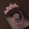 3PCS Bridal Headdress Tiaras Necklace Earrings Sets Wedding Hair Accessories