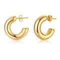 20mm Titanium Steel CC Shape Earring Stylish 18K Gold Plated Stainless Steel Hoop Earrings