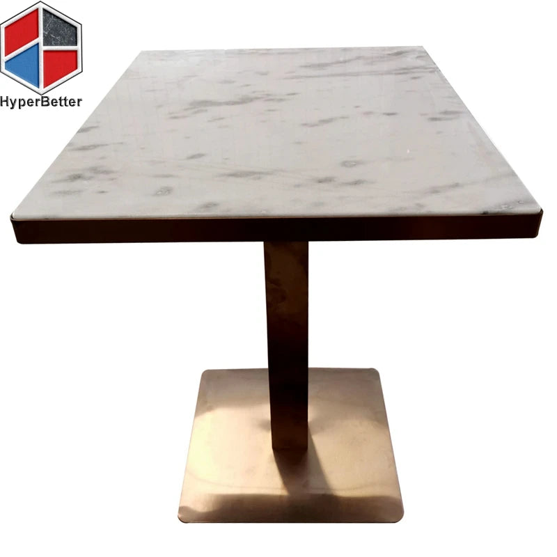 Wholesale Square Marble Stainless Steel Rose Gold Restaurant Coffee Table