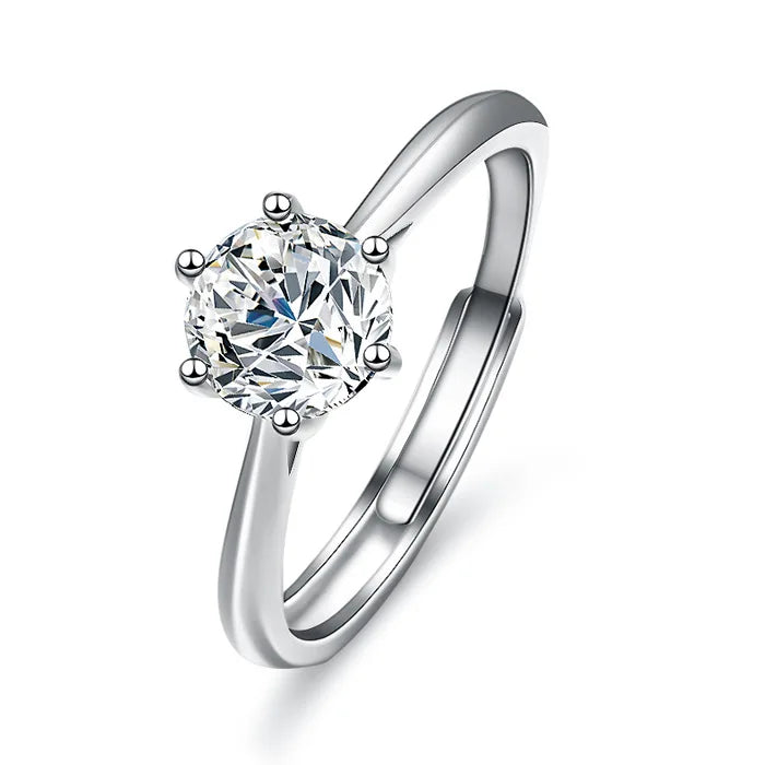 925 Sterling Silver Female Ring 1 Karat Moissanite With Six-Claw Setting for Wedding Engagement or Gift Rings Jewelry Women