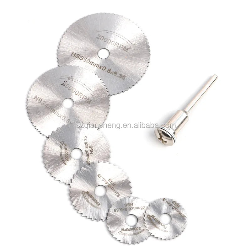 7pcs Mini Saw Blade Set HSS Material Circular Saw Blade Electric Grinding Cutting Disc Rotary T Electric Circular Saw Blades