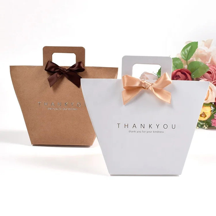 Thank Kraft Paper Bags Wholesale and Processing Wedding Baby Shower and Gift Packaging Suitable for Candy and Cake