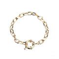 Factory Supplies Simple and Popular Women'S Copper Hand Ornaments Hollow Out Paper Clip Oval Sailor Buckle Chain Bracelet