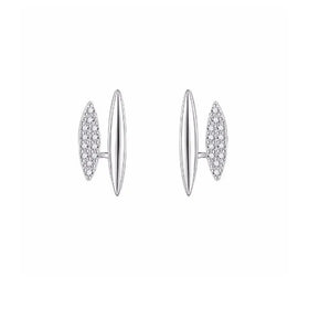 Rainbowking 925 Sterling Silver Zirconia Female Earrings Simple Fashion Cute Geometric Design Reflecting Personality Temperament