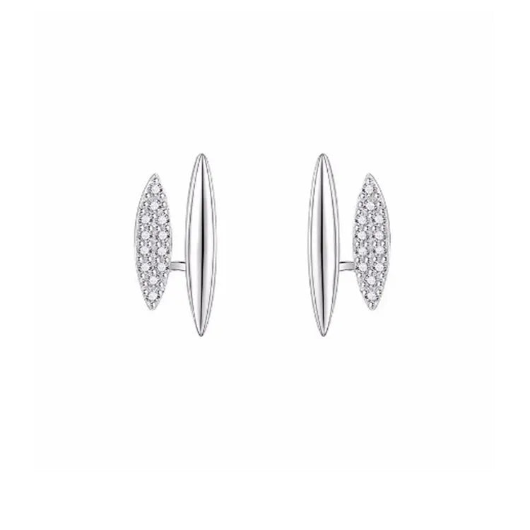 Rainbowking 925 Sterling Silver Zirconia Female Earrings Simple Fashion Cute Geometric Design Reflecting Personality Temperament