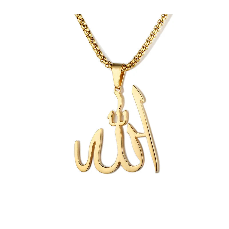 New Islamic Religion Quran Allah Titanium Steel Stainless Steel Gold Plated Pendant