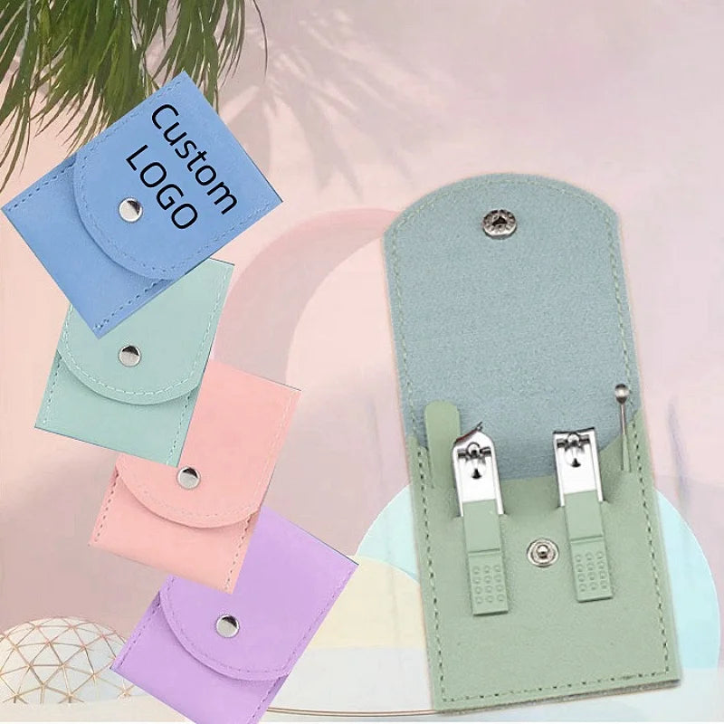 Multi-Functional Custom Nail Clipper With Leather Storage Bag 4PCS Nail Clipper Set Stainless Steel Manicure Tools Kit