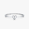 Ailmay Genuine 925 Sterling Silver Simple Fashion Smooth Heart Finger Ring for Women Party Stackable Minimalist Jewelry Gift