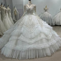 Jancember XS109 Exclusive Long Sleeve Tassel Crystal Women's Ball Gown Wedding Dresses