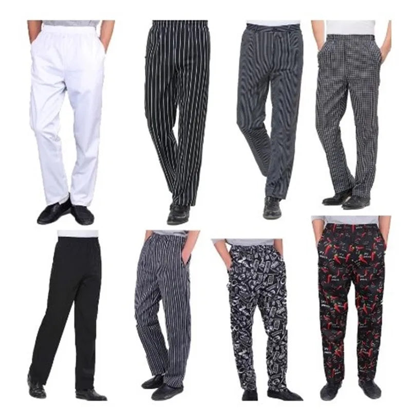 High Quality Elastic Zebra Chef Trousers White Kitchen Cooker Work Clothes for Restaurant & Bar for Hotels Pubs & Bakeries