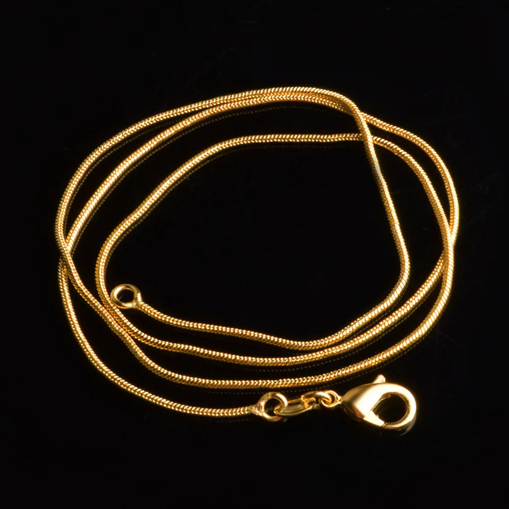 1 mm Snake Chain Gold Plating Fashionable Bohemian Geometric Pattern for Wedding Anniversary Gifts Available 16-38 Inch Pearl