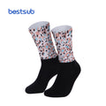 BestSub Wholesale Custom Sublimation Blanks Print Photo Silver Silk Glitter Athletic Socks