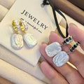 Newly Designed Beautiful square Baroque Heart-shaped Ear Buckle Natural Freshwater Baroque Pearl Earrings with Temperament