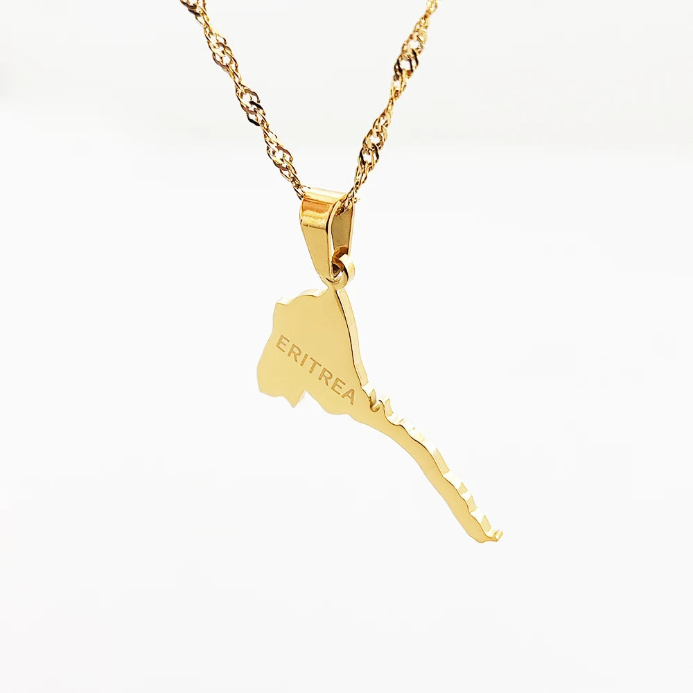 Eritrean Map Necklace Country Necklace Charm Eritrean Jewelry Gold Plated Eritrean Gold Black Jewelry Display Collier Femme