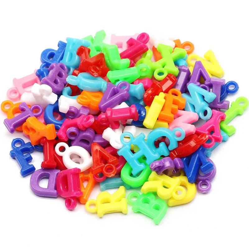 100G/Bag 14mm Mixed Color Acrylic Hanging Alphabet Letter Beads for Jewelry Making Children Bracelet Handcraft Accessories