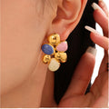 18K PVD Gold Plated Exaggerated Oil Dripping Stainless Steel Drop Earrings for Women Fashionable Irregular Design MegaBDM