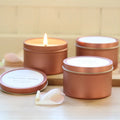 Custom Printed Round Empty Metal Containers 4Oz 8 Oz Rose Gold Soy Wax Candle Tin Can Jar