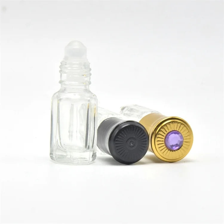 2023 Newest Design Empty Glass Roller Bottle 3ml 6ml 12ml Attar Perfume Oil for Skin Care Serum Roll on Sealing Type