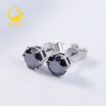 Fine Jewelry 1ct 6.5mm Black Color Mossanite Earrings Round  Mosan Earrings Men S925 Silver Moissanite Stud Earrings