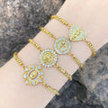 European American Fashion Charm Bracelet Copper Inlaid Zircon Cross with Adjustable Madonna Maria Gold-Plating
