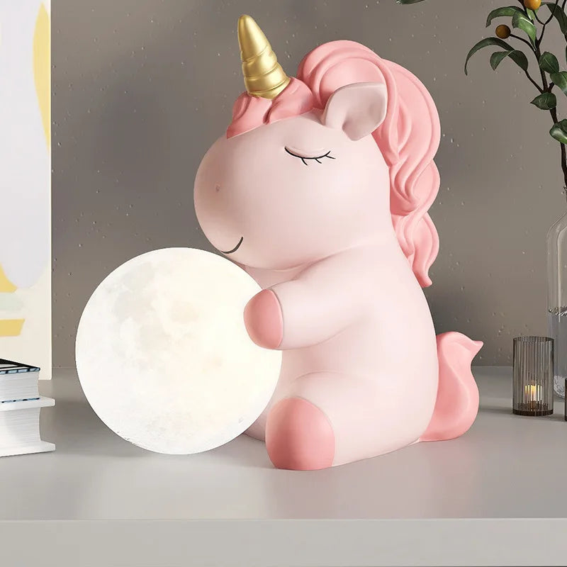 Dropshipping Resin Home Decor for Bedroom Bedside Lamp Table Lamp Birthday Gift unicorn Night Light Resin Sculpture