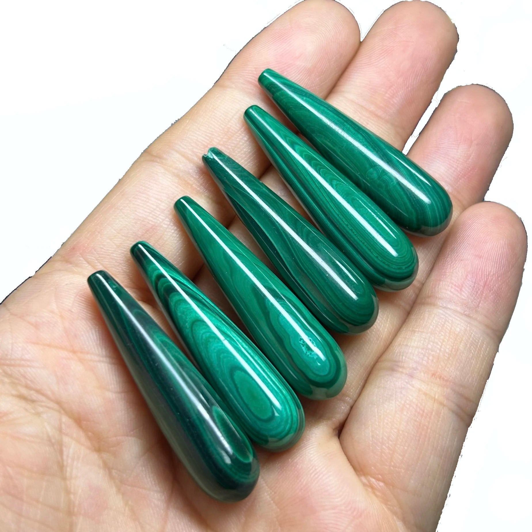 10x40mm Teardrops Green Malachite Stone 10x25mm Drops With Hole Natural Malachite Gemstone