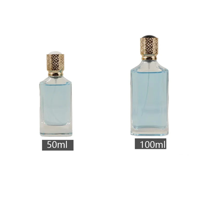 Creative Square Shape 50ml 100ml Perfume Bottle with Fine Spray Pump Empty Package for Face Cream Mascara Skin Care Serum Wigs