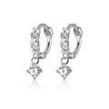 Small Round Zircon Pendant Hoop Earrings Rose Gold Plated Earings 925 Sterling Silver Fashion Jewelry for Women