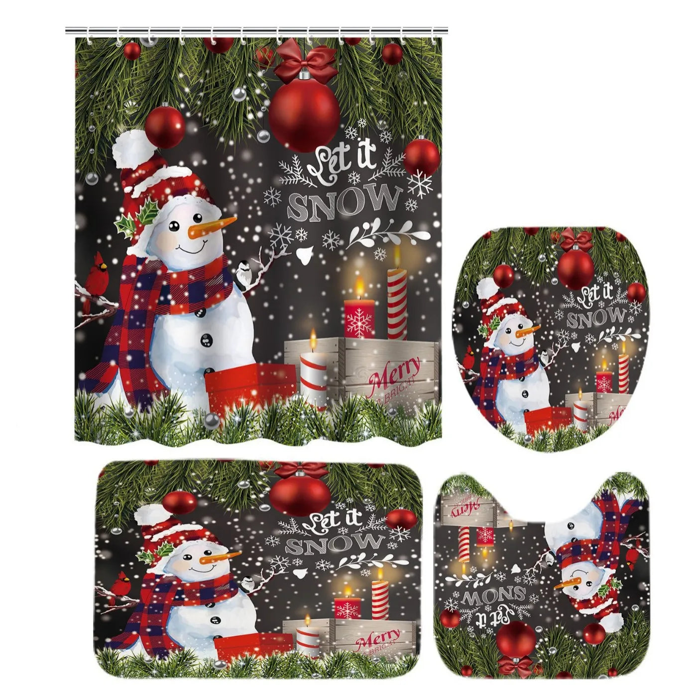 Wholesale Custom Name Brand Designer Kitchen Hotel Curtain Hookless Washable Christmas Custom Shower Curtains 4 Piece Sets