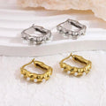 Irregular U Shape Pearl Surrounded Hoop Earrings Waterproof Wave Texture Frosted Geometric Pearl Earrings 18K Gold Plated