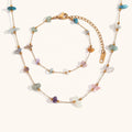 Dingran 2024 Summer Fashion Design Waterproof Natural Stone Gemstone Beaded Necklace and Bracelet Set