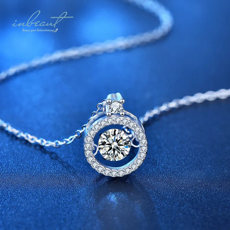 925 Sterling Silver 0.5 Carat  Excellent Cut Pass Diamond Test D Color Moissanite Stone Circle Pendant Necklace Fine Jewelry