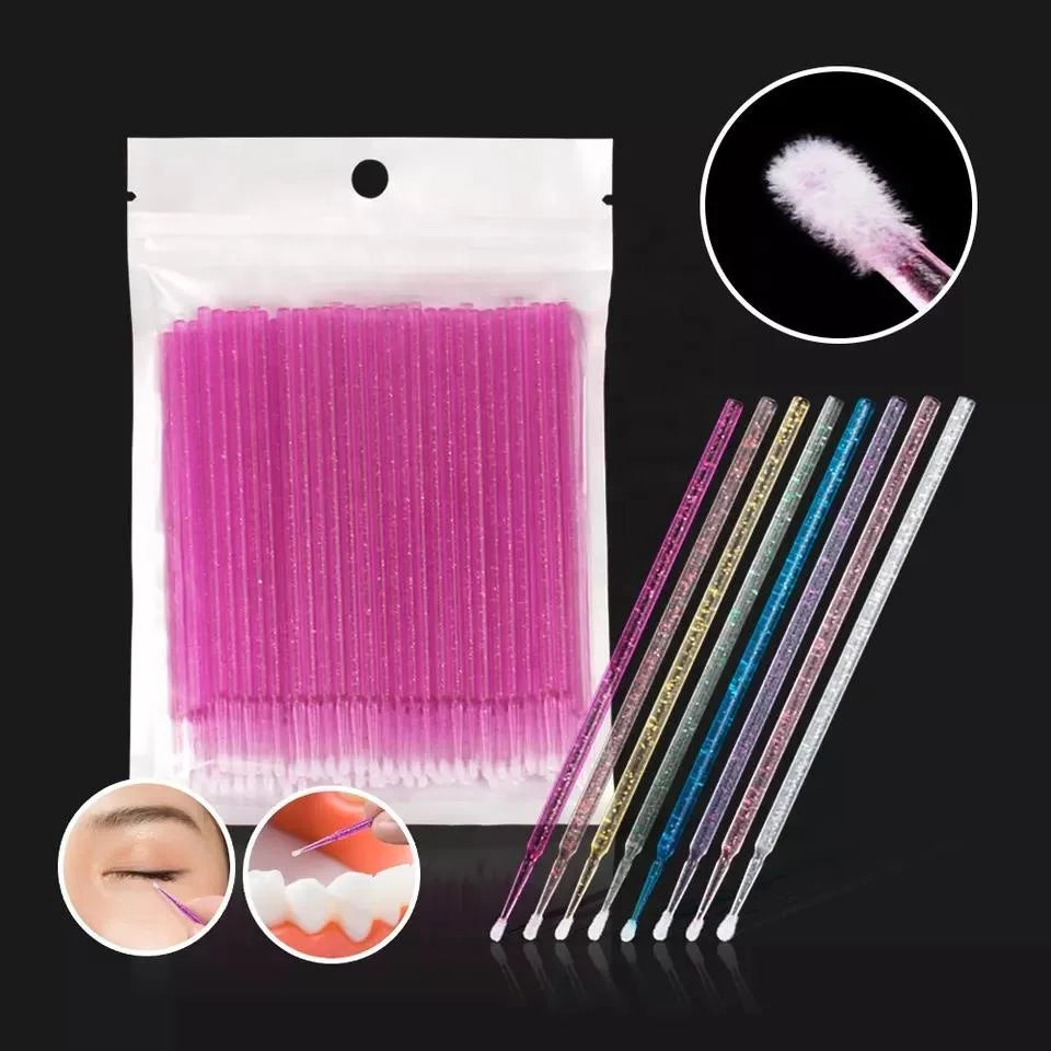 Wholesale Micro Lash Brush 100 Packs Premium Disposable Micro Cleanser Spoolie Brush crystal Micro Wand Brush