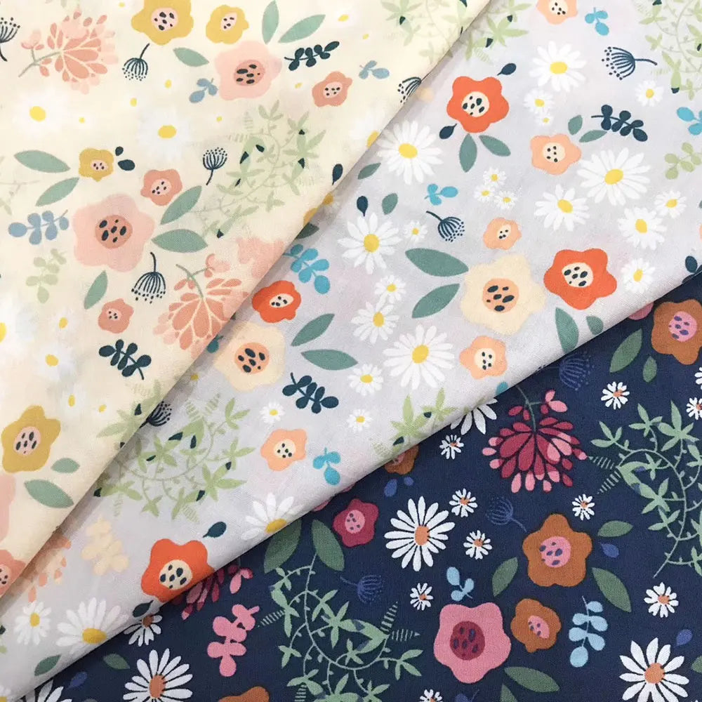 Ready to Ship 100% Cotton Poplin Colourful Flowers Digital Printed Fabric for Kid's Dresses Bags Shirts & Toys