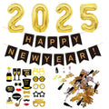 Pafu Happy New Year Decorations 2025 Foil Balloon Glitter Photo Booth Props Confetti Party Supplies Happy New Year 2025