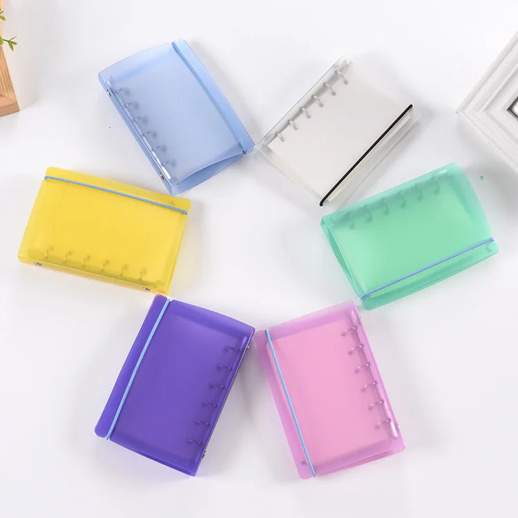 New Cute Candy Kawaii Colored Transparent PVC 6 Rings Binder Planner Spiral Notebooks Folder Stationery A6