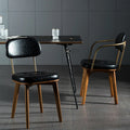 Vintage Leather Dining Chairs Apartment Hotel Restaurant Furniture Luxury Chairs Coffee Shop Metal Backrest Armchairs