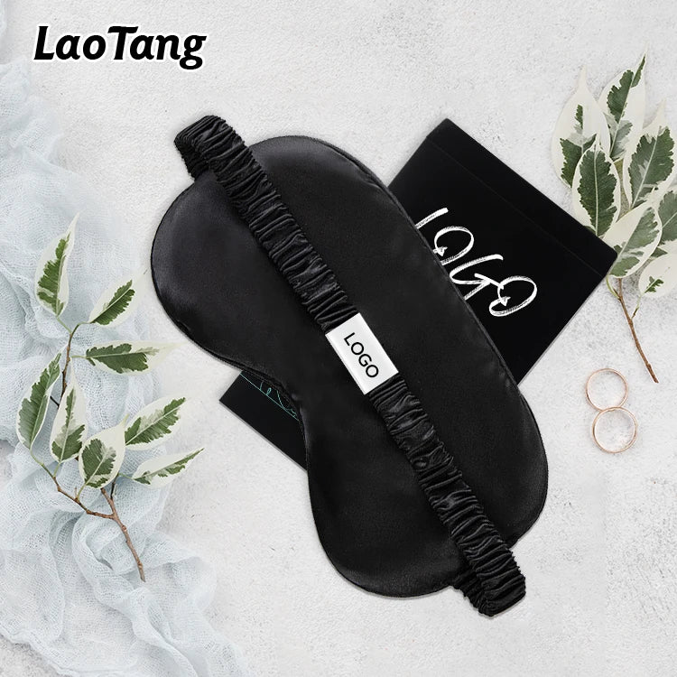 OEM & ODM Soft Satin Silk Eye Mask Elastic Strap Cotton Blindfold Night Eyeshade Cover for Travel