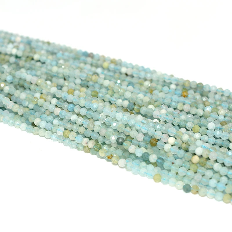 Factory Wholesale Price 100% Natural 3mm Faceted Aquamarine Loose Gemstone Beads