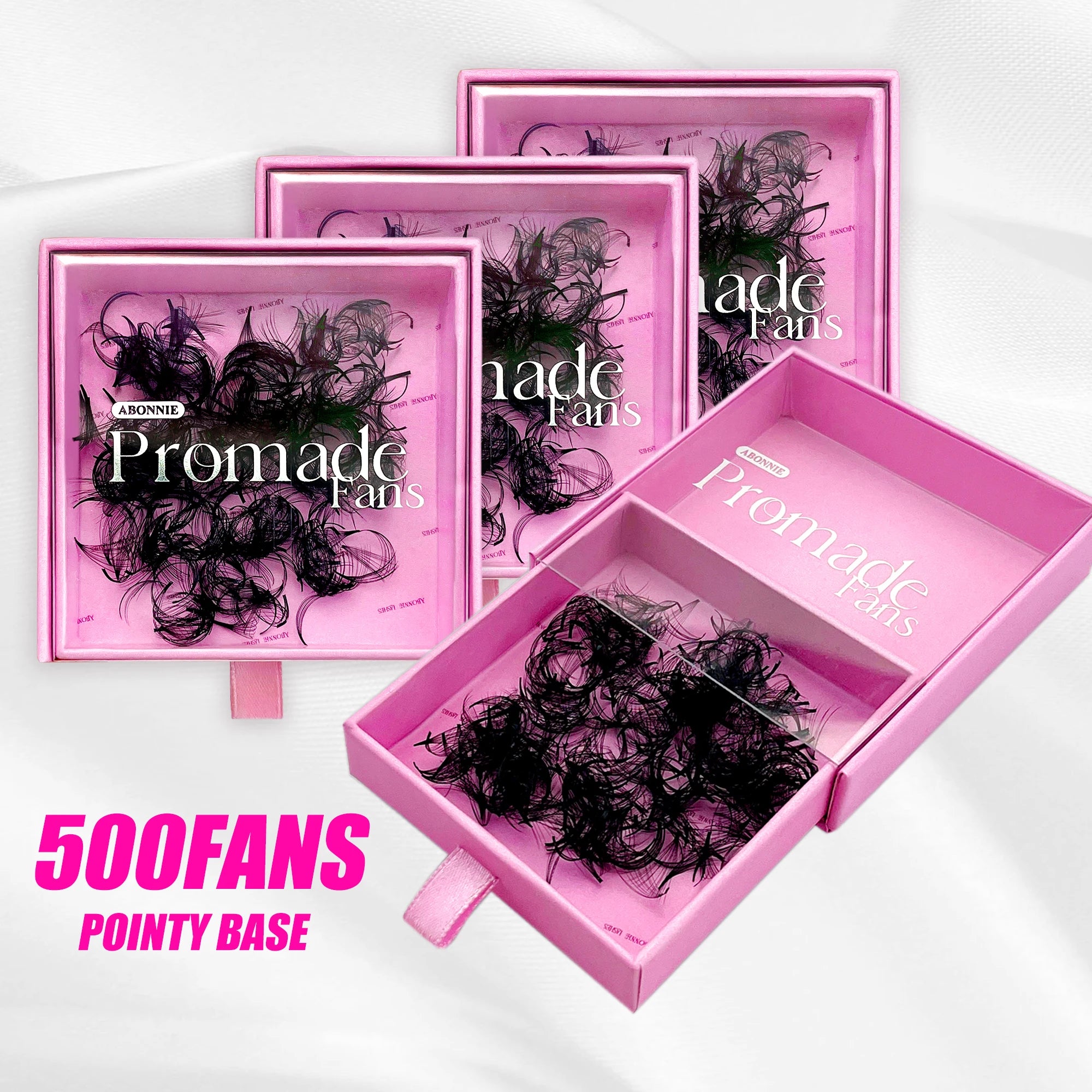 Abonnie Korean Pbt Pro Made Fan Eyelash 10D 20D Loose Lash Trays Premade Volume Fan Pointy Base Promade Lash Extensions Fans
