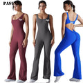 PASUXI New Sports Jumpsuit One-Piece Yoga Suit Tight-Fitting Bodysuit Female Flared Training Gym Jumpsuit Fitness Sets for Women