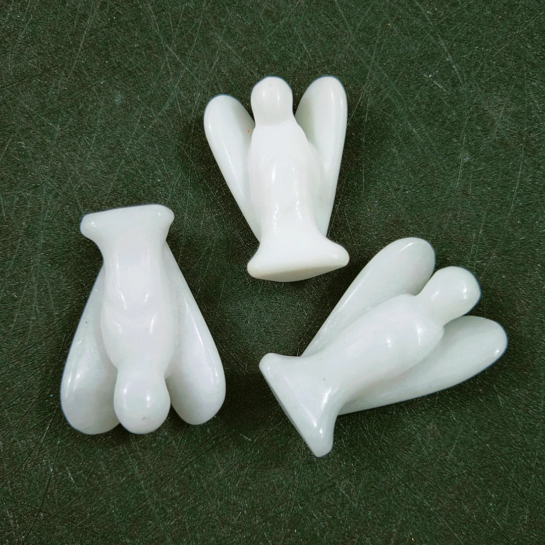 Huiying Wholesale Hand Carved White Jade Angel Figurines for Decoration Crafts 2 Inch