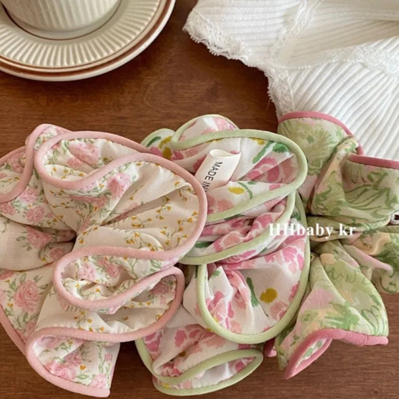 IVANHOE 2024 New Customized Wholesale Sweet and Cute Fragmented Flower Printed Women's Hair Hoops Elastic Hair Rope Straps